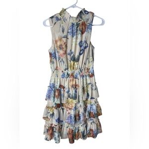 Express Multicolor Floral Ruffle Dress